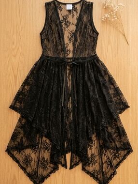 Chic Black Lace Kids Formal Dress
